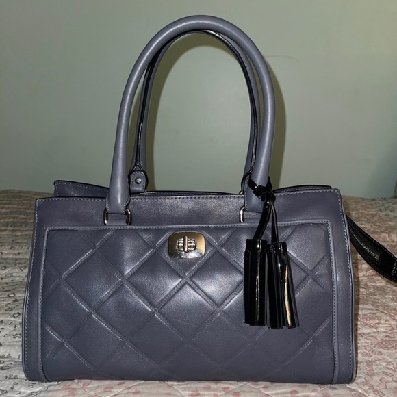 Coach Chelsea Carryall Gray Leather Turnlock Double Handles Satchel Shoulder Bag - Picture 5 of 10